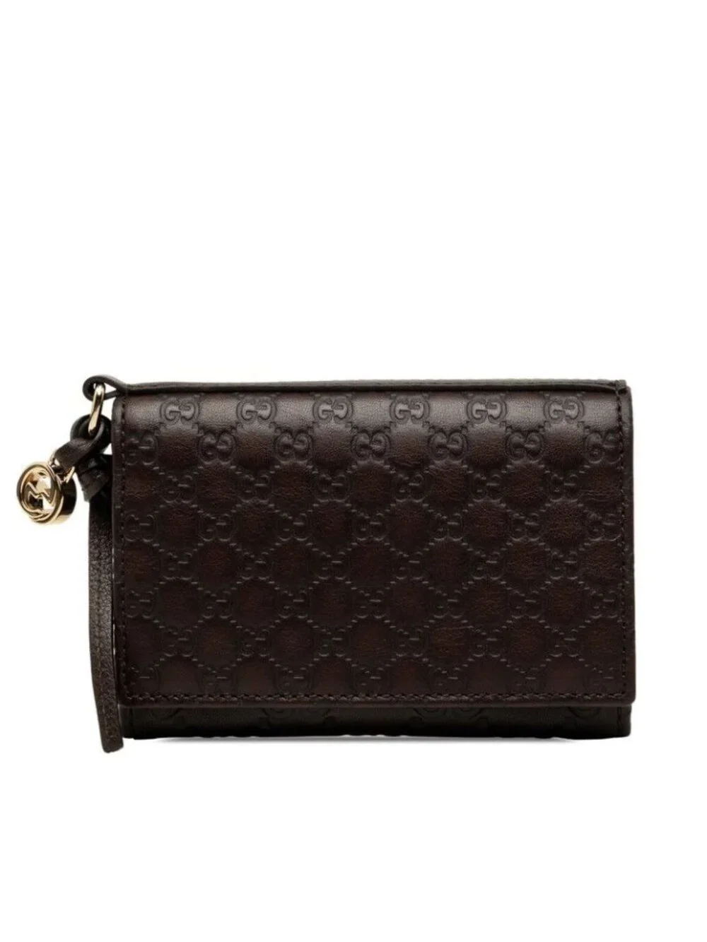Gucci Micro Guccissima Card Case Business Holder Brown Leather